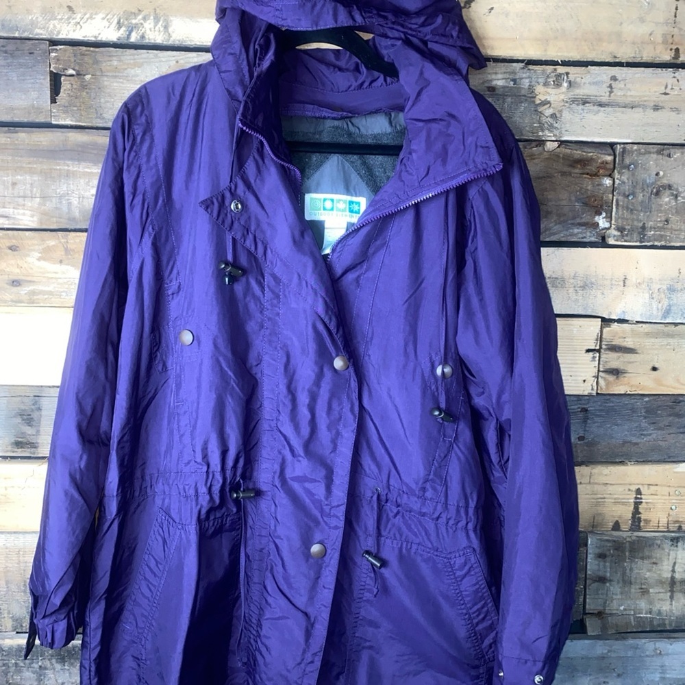 Vintage Outdoor Elements Womens purple Taslon Anorak jacket Fleece Lined Sz M
